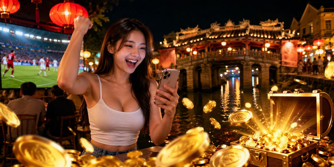 Người dùng tại phố cổ Hội An theo dõi kết quả cá cược thể thao và kiểm tra quyền lợi VIP